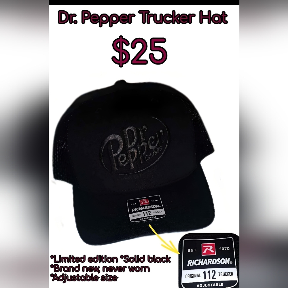 Dr. Pepper Trucker Hat - Solid Black
